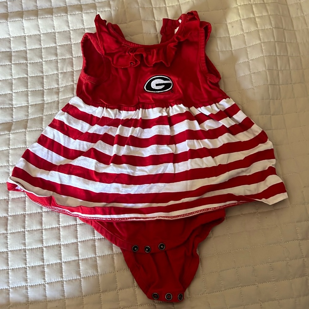 Georgia Football onesie dress for little girls